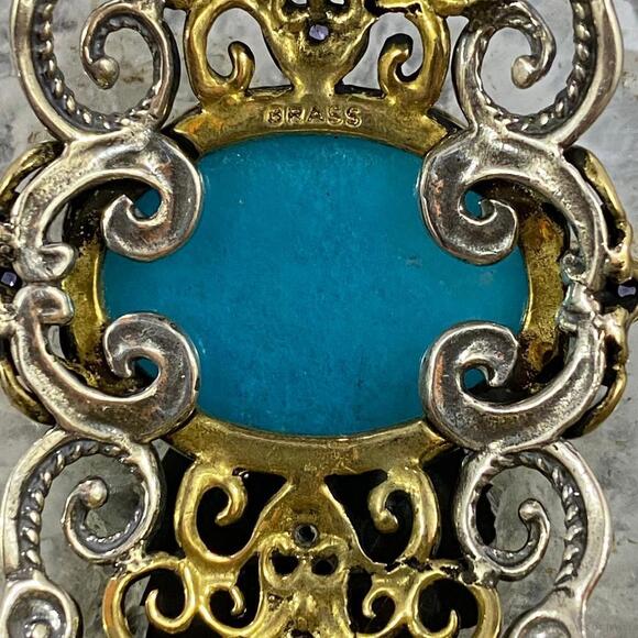 Carolyn Pollack Sterling/Brass Faceted Blue Quartzite Doublet Tanzanite Bracelet - Picture 7 of 10